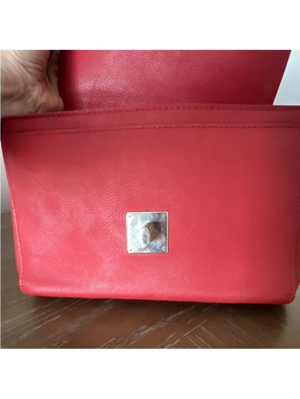 Louis Vuitton Red Leather Shoulder Bag with Silver LV Hardware - Picture 4 of 5